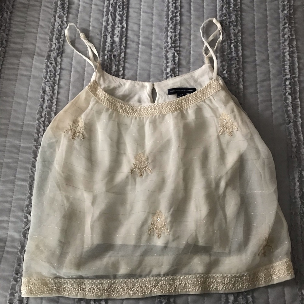 AEO cropped white tank